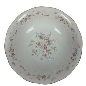 Vintage Yong Sheng China Floral Bowl With Gold Trim 9" Porcelain Round Decorativ
